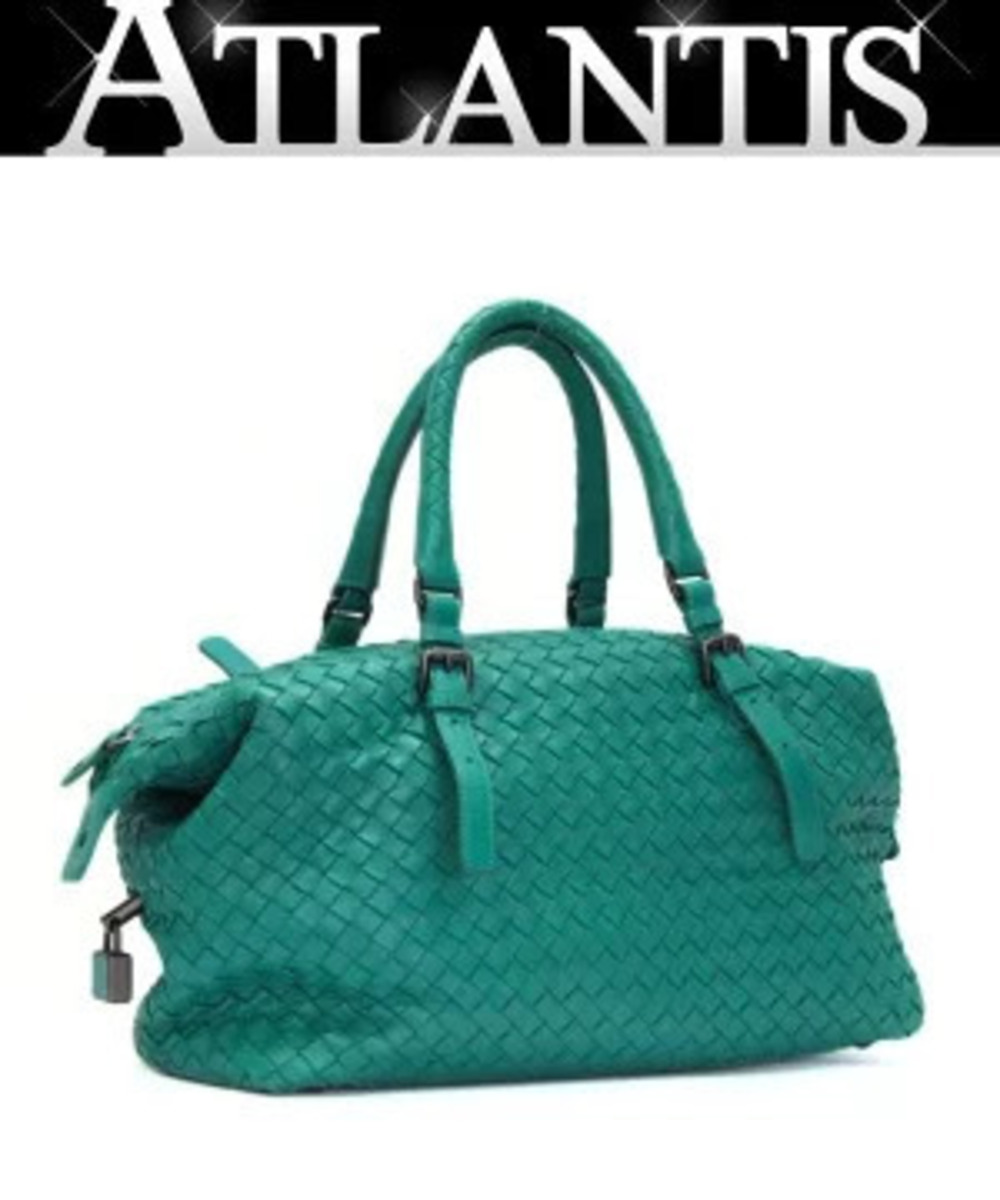 Bottega Veneta Intrecciato Boston Leather Bag Green